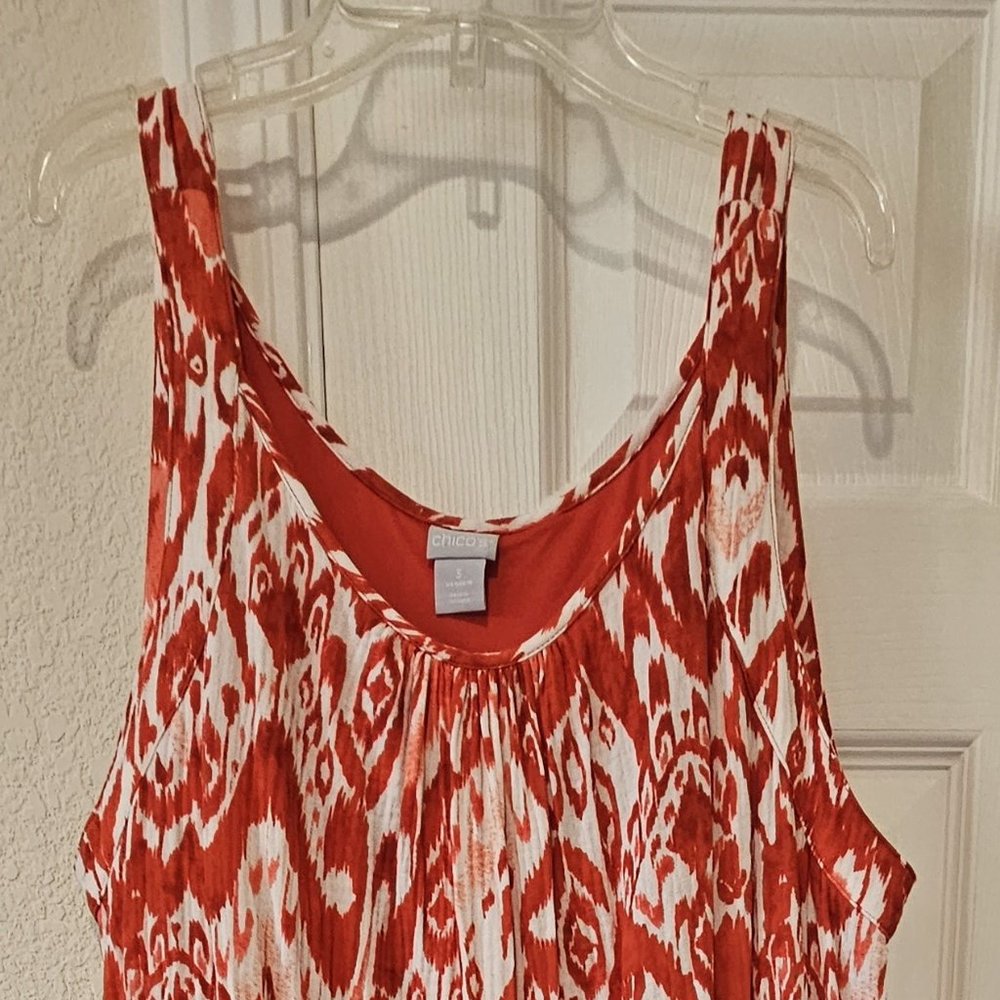 Chico's orange and white summer dress, Size 3